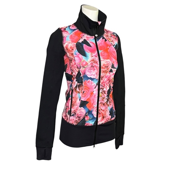 Lululemon Nice Asana Jacket Full Zip Secret Garden Black Pink Women's Size 4 - Picture 3 of 11